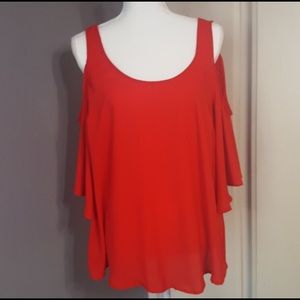 Torrid Red Peep Shoulder Blouse